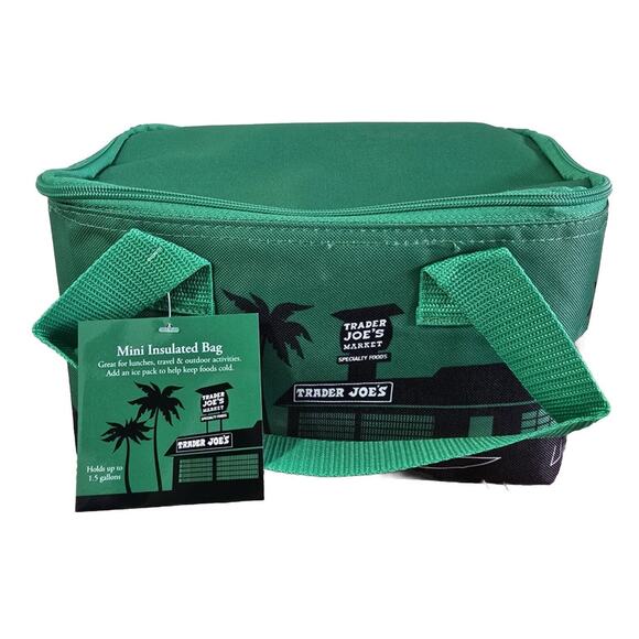 Trader Joe's MINI Insulated Cooler Tote Bag GREEN NWT - Picture 4 of 8